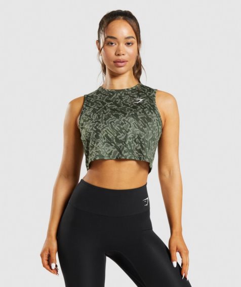 Podkoszulki Gymshark Treningowe Crop Damskie Zielone | PL 319EXW